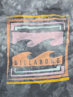 Billabong Rough Waves Distressed Tie Die Oversized Woman's Tee Shirt Sz XS
